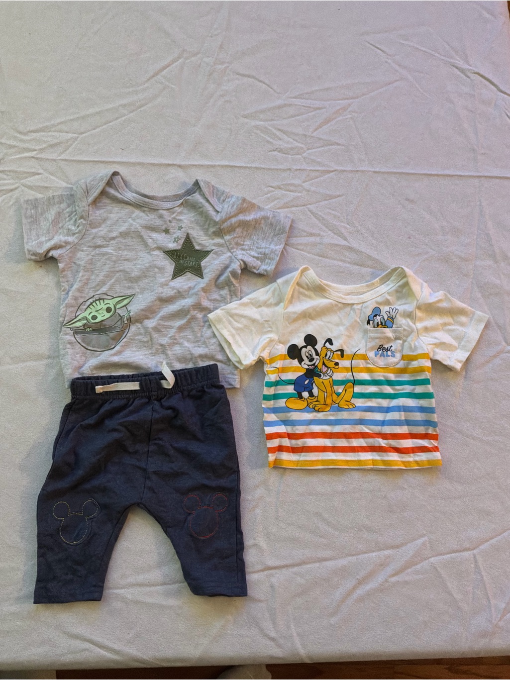 ***** Disney Baby Lot Of 3 Navy Blue Baby Drawstring Pants Yoda Mickey B2 *****